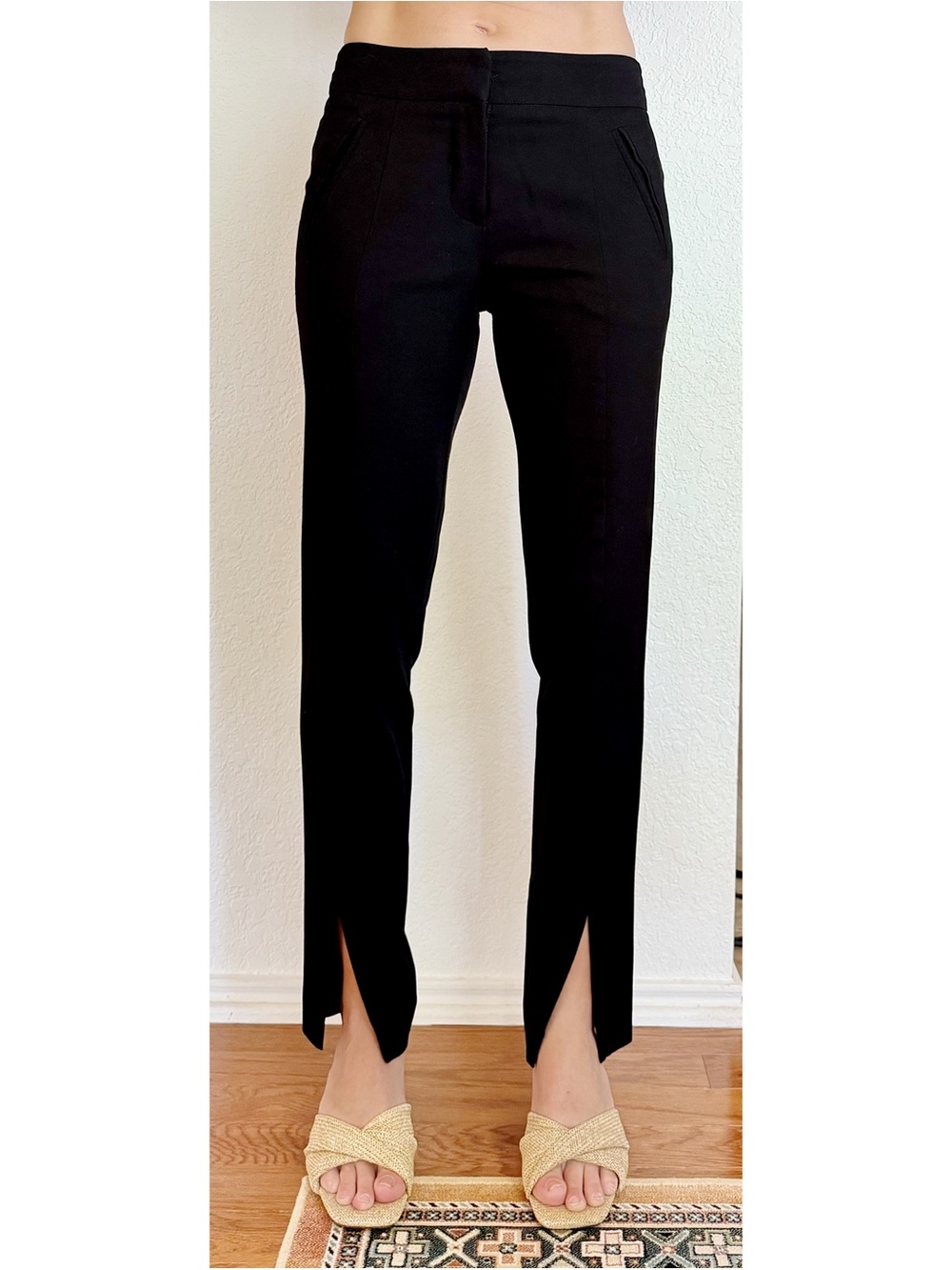 Trina Turk Ponte Pant Mid-Waist Slim Kick Flare Pant with Front Slit